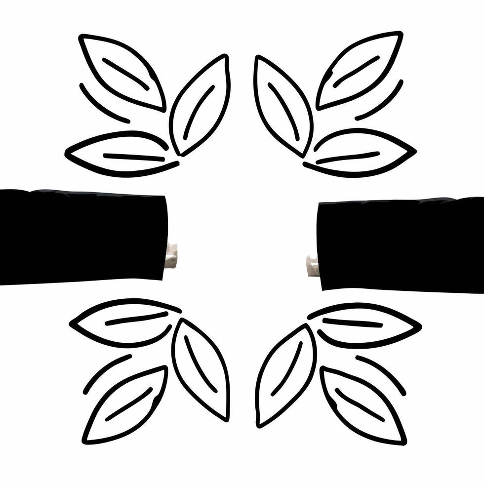 Floating Hands Shaking with Leaves concept as Two hands shaking with leaves entwined float mid air against a white background The camera captures a close up to highlight partnersh Square Square vector