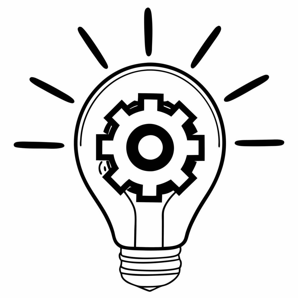 Floating Light Bulb and Gear concept as A light bulb intertwined with a gear floats mid air against a white background The camera focuses on the fusion point highlighting innovati Square Square vector