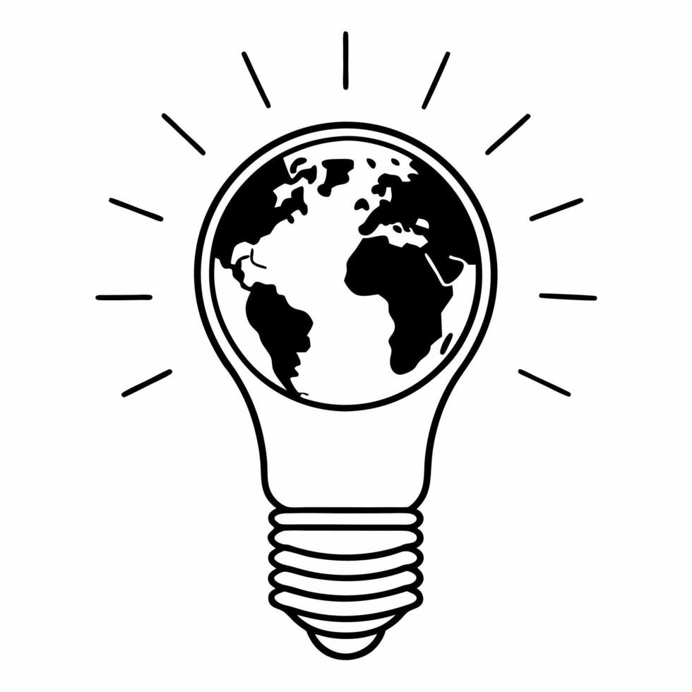 Floating Light Bulb with Earth concept as A light bulb encompassing the Earth floats mid air against a white background The camera angle is centered to emphasize global ideas and Square Square vector