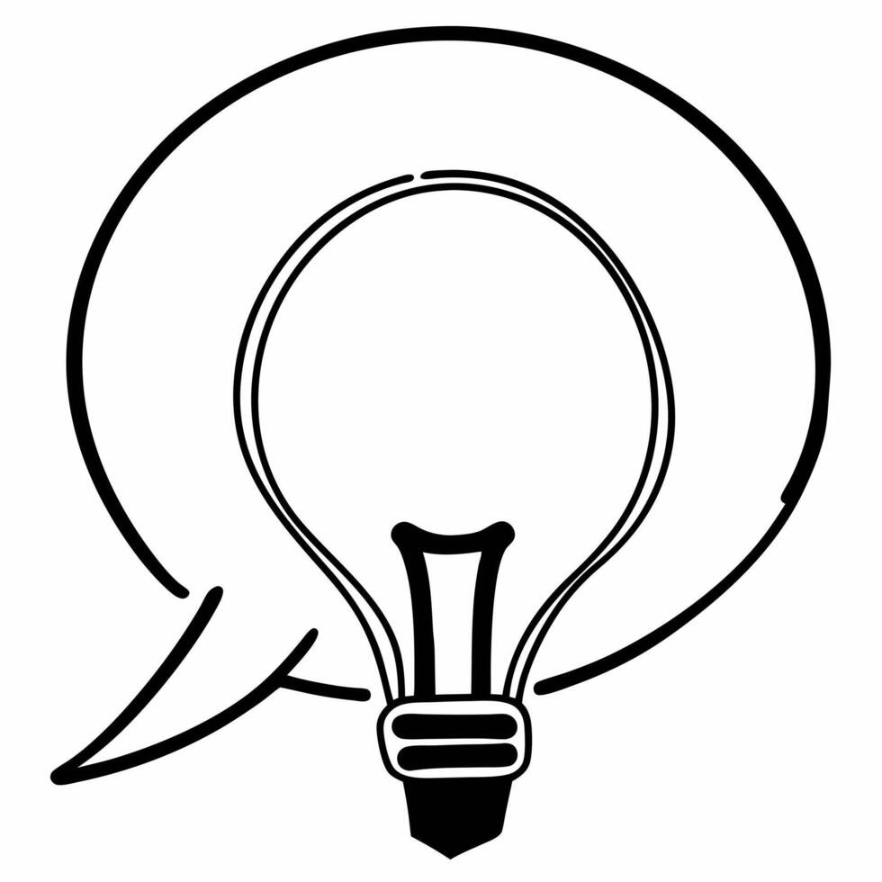 Floating Light Bulb with Speech Bubble concept as A light bulb connected to a speech bubble floats mid air against a white background The camera angle is centered to highlight ide Square Square vector