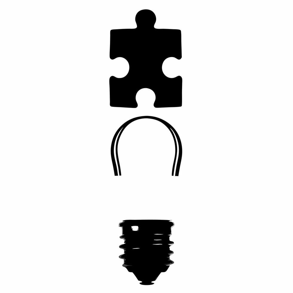 Floating Puzzle Piece Connecting to Light Bulb concept as A puzzle piece connecting to a light bulb floats mid air against a white background The camera angle focuses on the conne Square Square vector