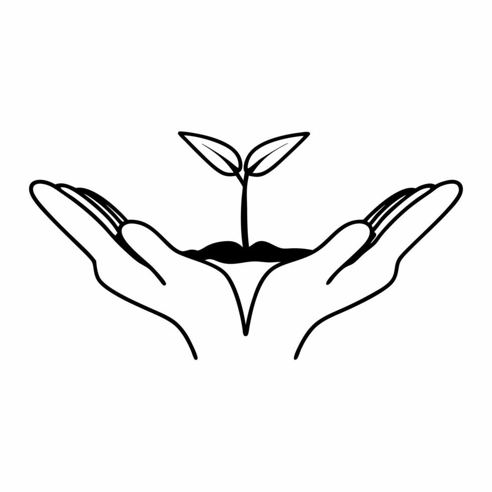 Floating Seedling Growing from Hands concept as A small seedling grows from a pair of hands floating mid air against a white background The camera captures a close up emphasizing Square Square vector