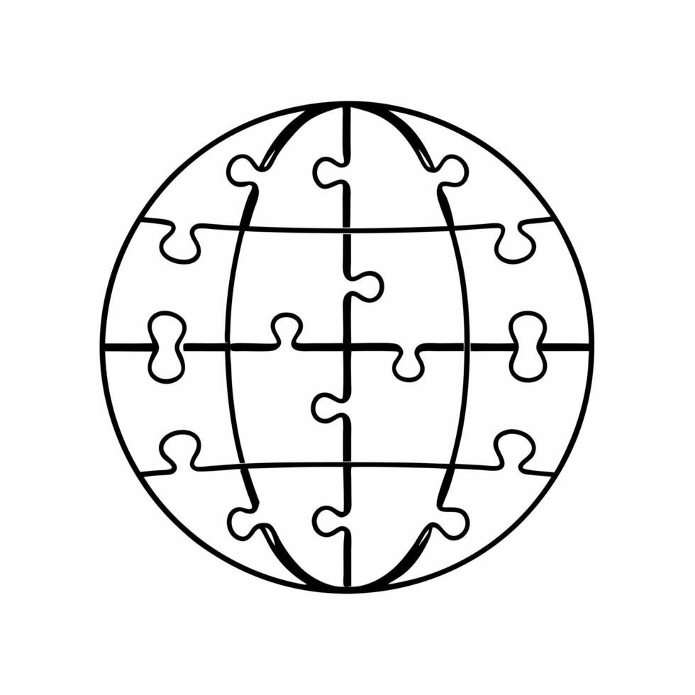 Floating puzzle globe with community pieces concept as Close up of holographic puzzle pieces forming a globe with each piece representing different community elements Camera zooms Square Square vector