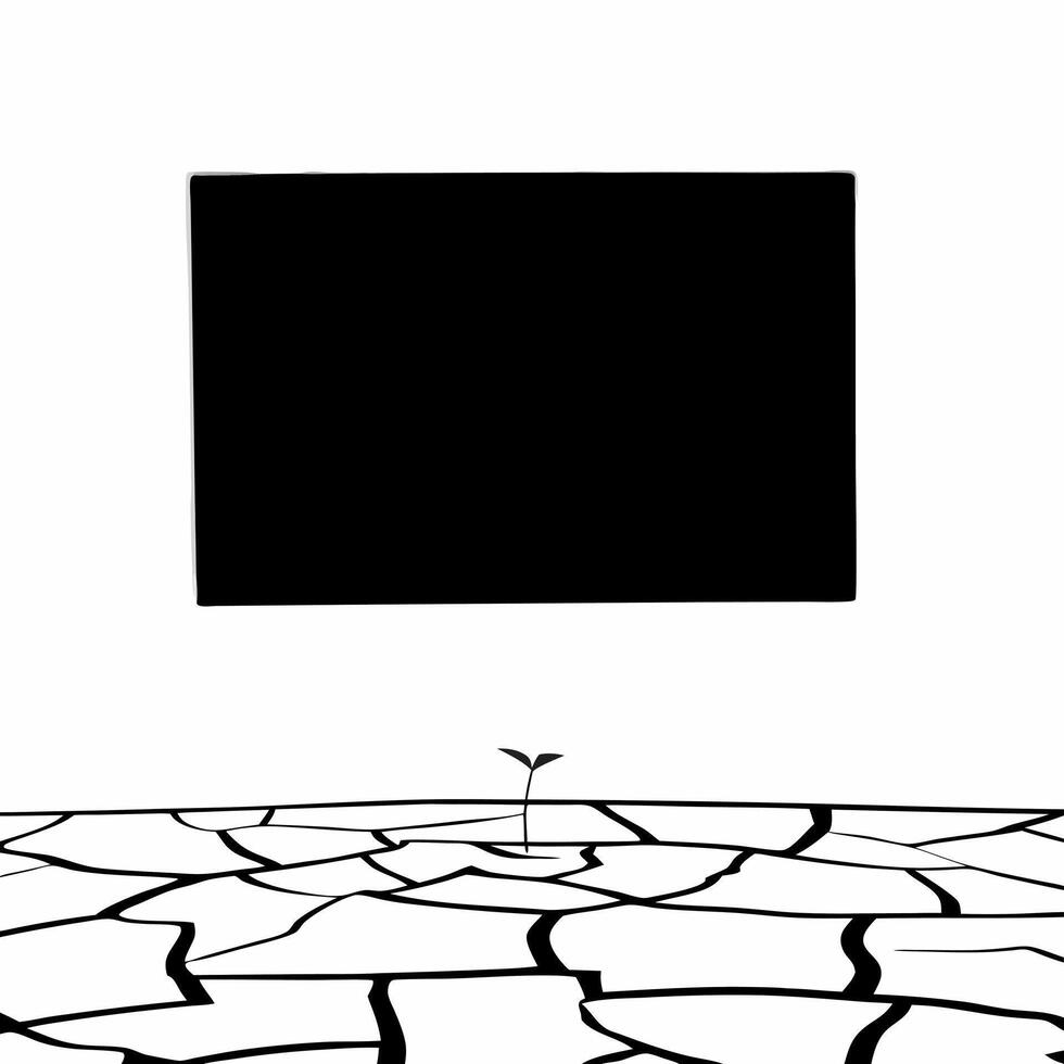 Floating Seedling Emerging from Cracked Earth concept as A seedling emerges from cracked earth floating mid air against a white background The camera focuses on the seedling symbo Square Square vector