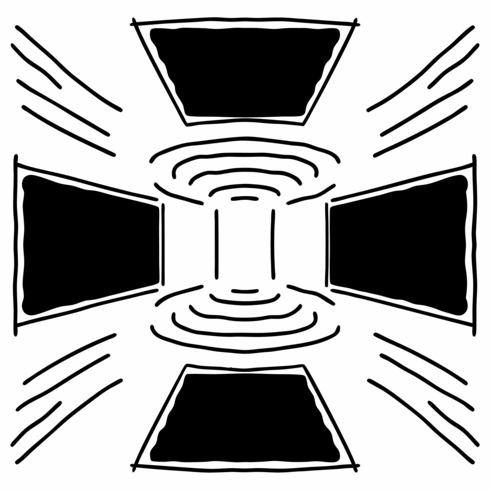 Floating social impact ripple effect concept as Tracking shot following holographic ripples emanating from a central point of social impact Camera moves through the ripples reveal Square Square vector