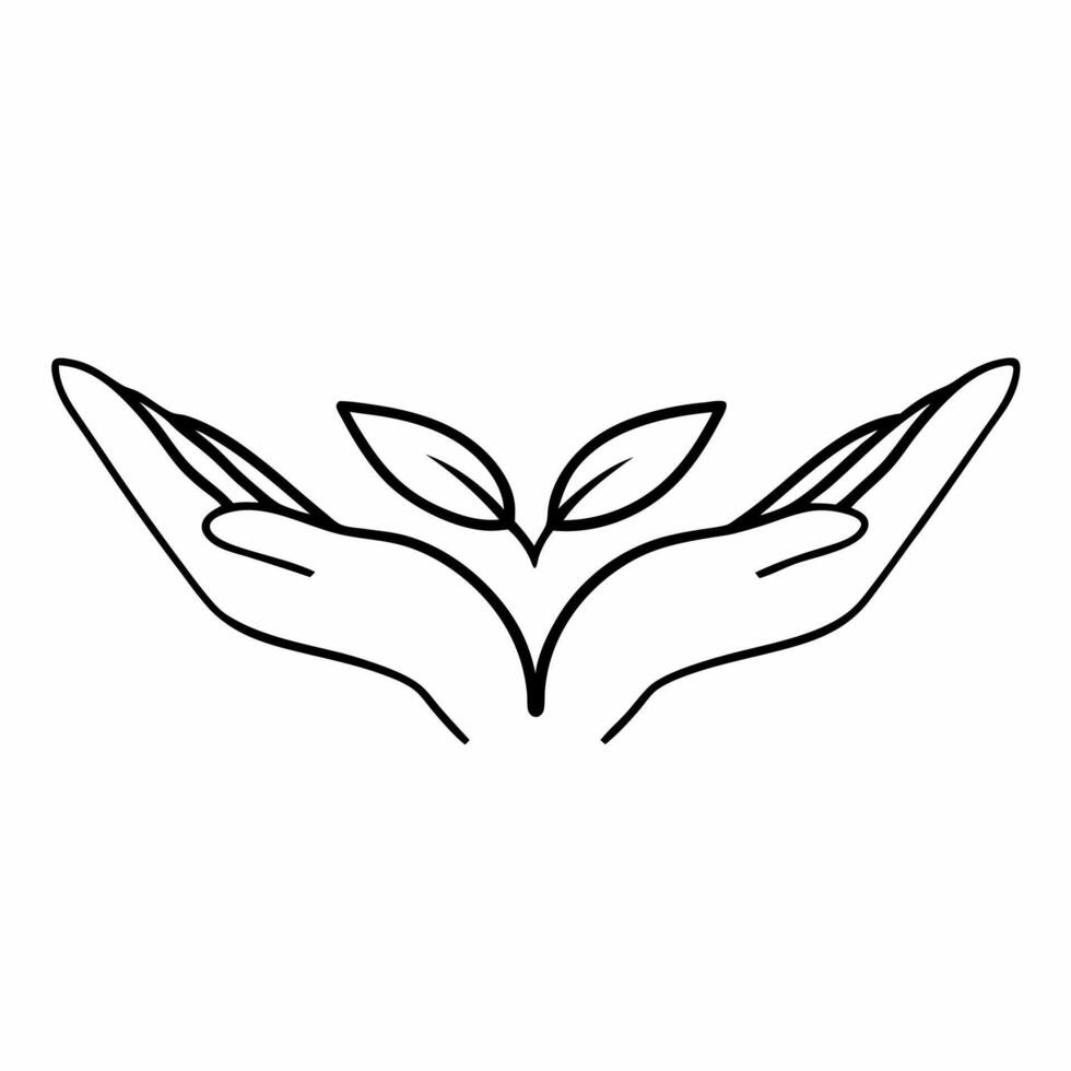 Flying Hands Holding Sapling concept as A pair of hands gently holding a small sapling appears to float mid air against a pure white background The camera captures a soft focus cl Square Square vector