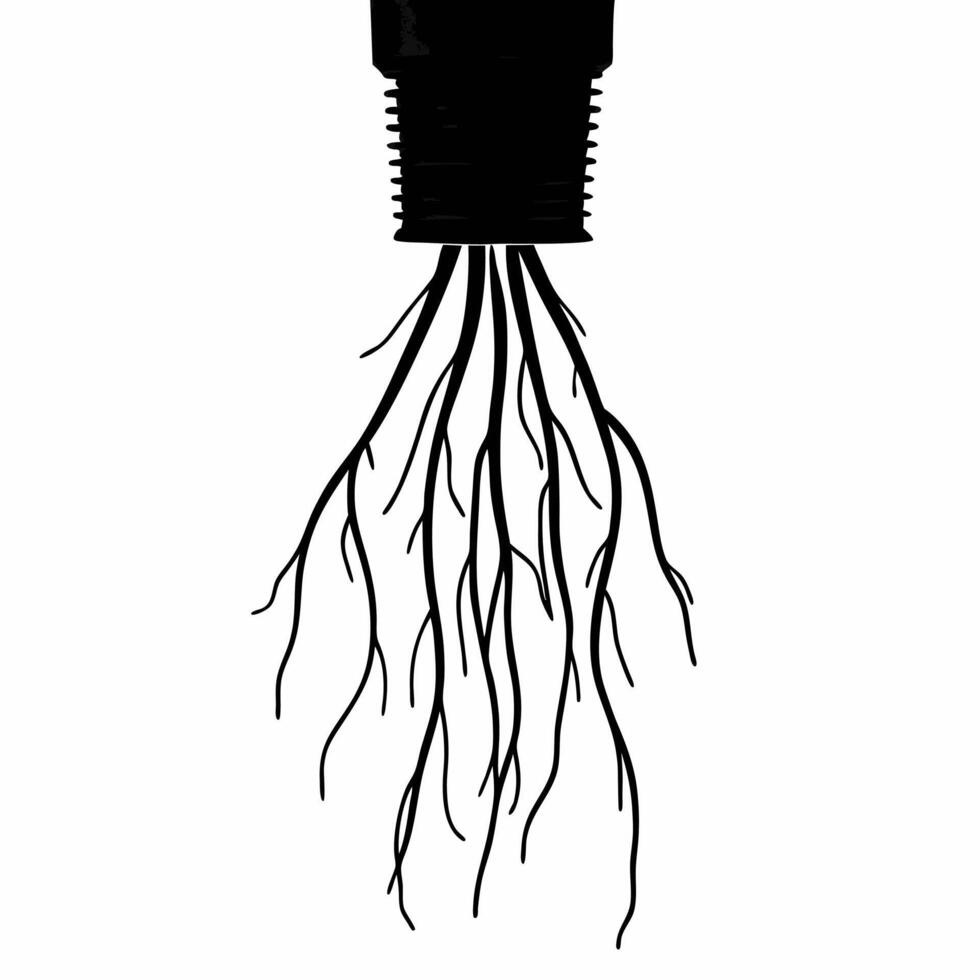 Flying Light Bulb with Roots concept as A light bulb with roots extending downward floats mid air against a white background The camera captures a close up symbolizing innovative Square Square vector