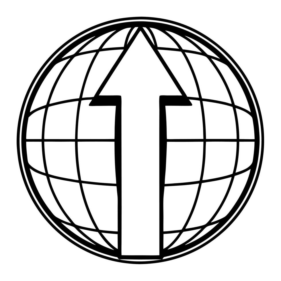 Globe and Arrow Icon concept as A illustration of a globe with an upward arrow representing global growth and progress in ESG business Isolated on a white background suitab Square Square vector