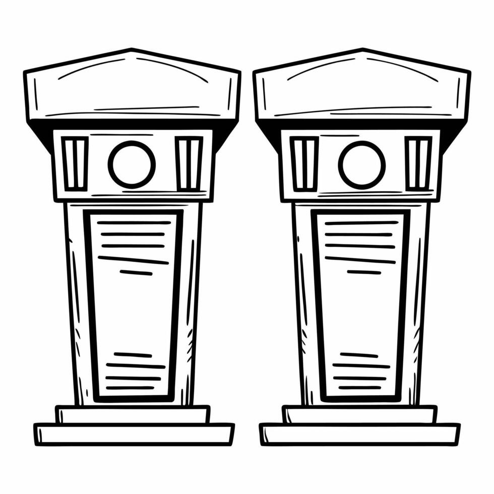 Glossy podiums with real time poll updates concept as Wide shot of two glossy debate podiums with real time poll updates displayed on their fronts Camera slowly circles the podium Square Square vector