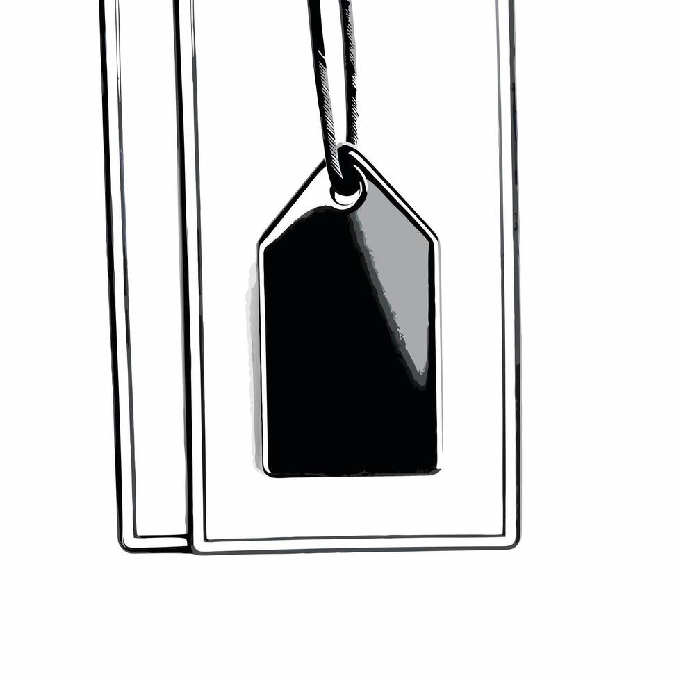 Glossy Sale Tag Hanging concept as A glossy sale tag hangs suspended against a plain white background leaving significant copy space around The camera captures a close up with a s Square Square vector