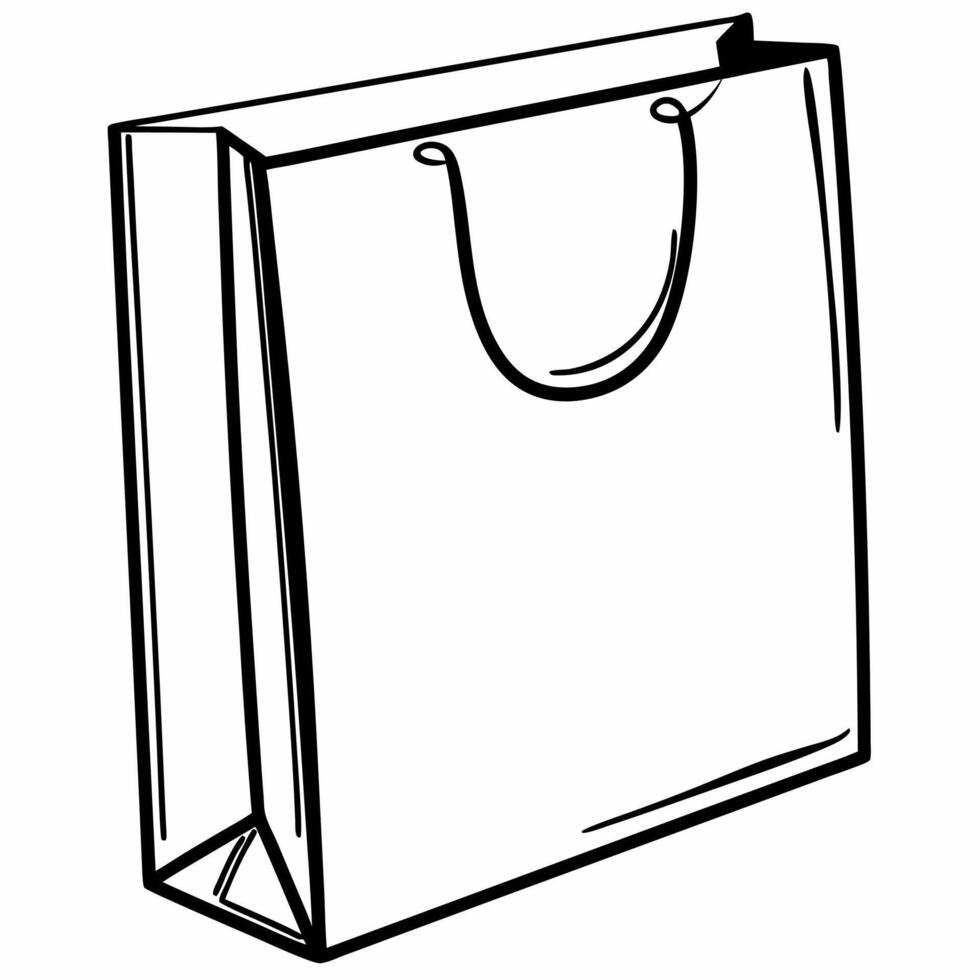 Glossy Shopping Bag with Copy Space concept as A glossy shopping bag stands upright on a plain white background leaving ample copy space on the right The camera captures a straigh Square Square vector