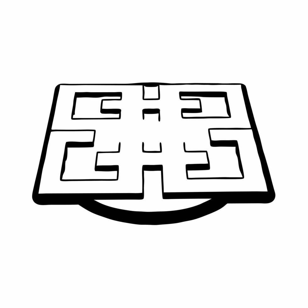 Glossy white labyrinth concept as Medium shot of a glossy white labyrinth on a reflective surface Camera slowly navigates through the labyrinth symbolizing the journey of self dis Square Square vector