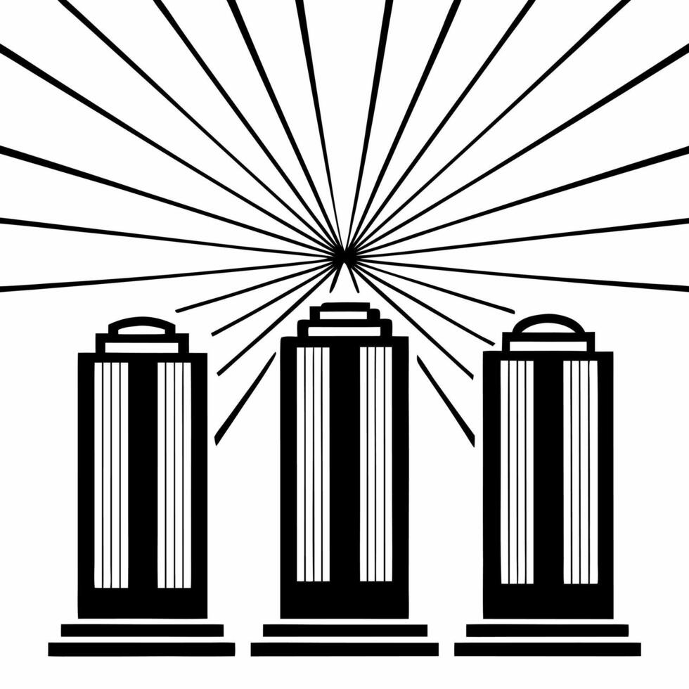 Glowing community support pillars concept as Panning shot of holographic pillars representing different aspects of community support each emitting a beam of light that converges to Square Square vector