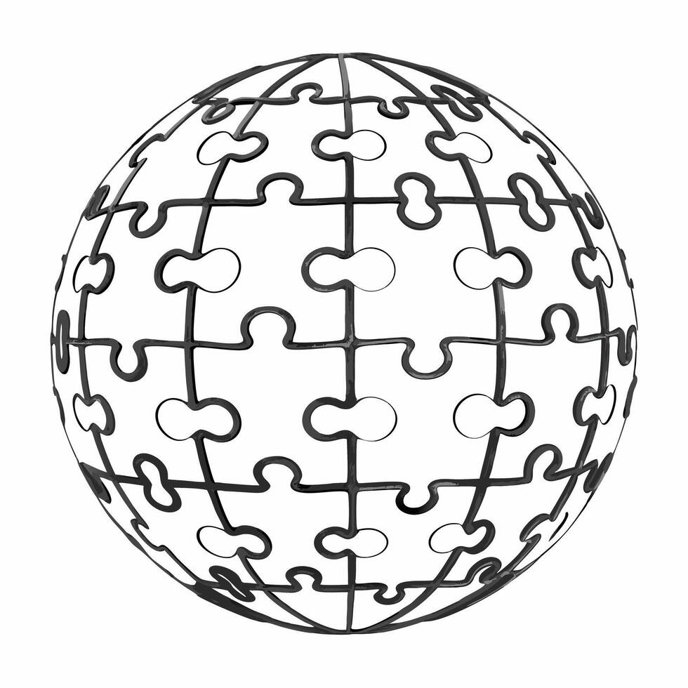 Glowing puzzle globe with community business pieces concept as Close up of abstract glowing puzzle pieces forming a globe Each piece represents different community and business el Square Square vector