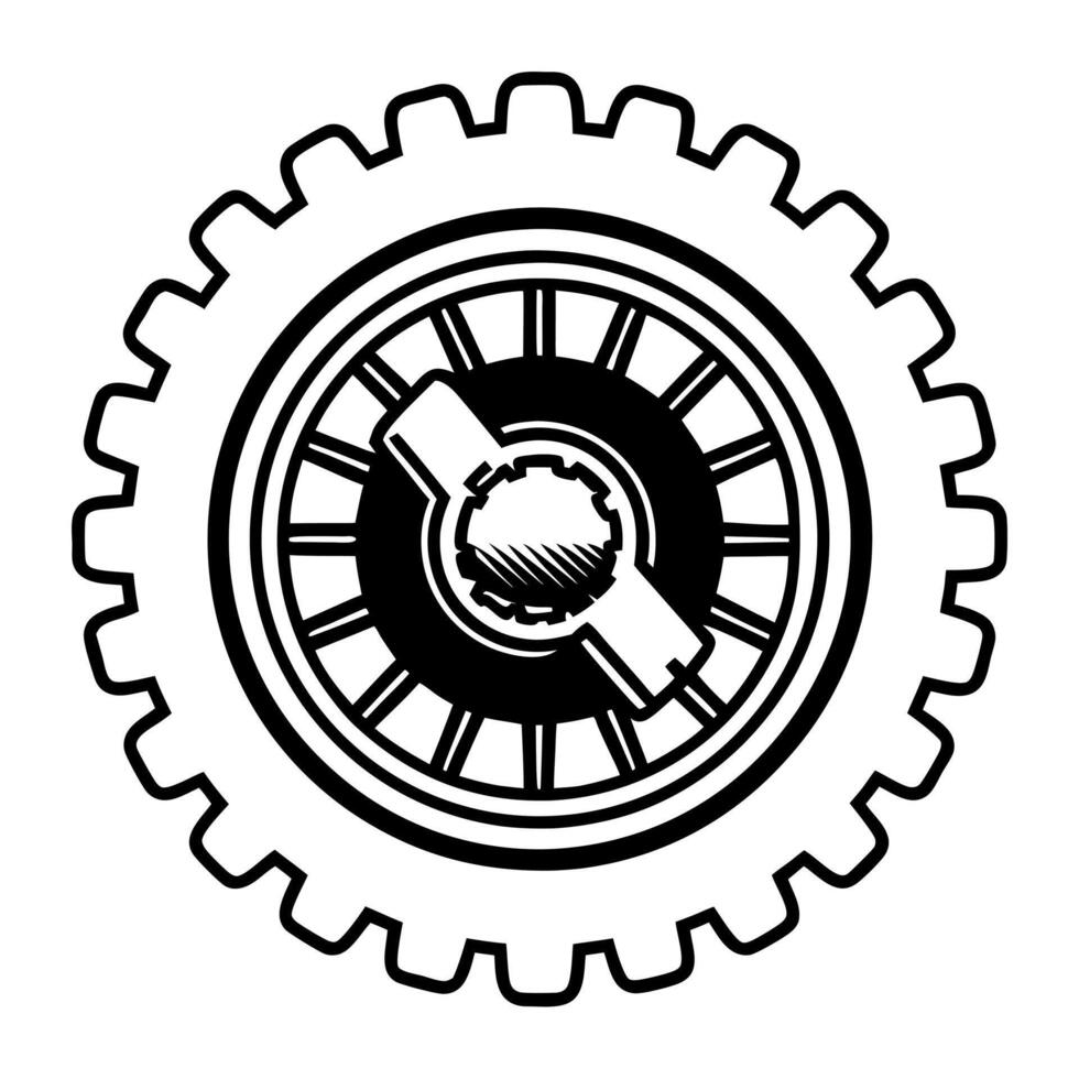 Hand and Gear Icon concept as A illustration of a hand turning a gear representing action in innovation within ESG business Isolated on a white background ideal for infogra Square Square vector