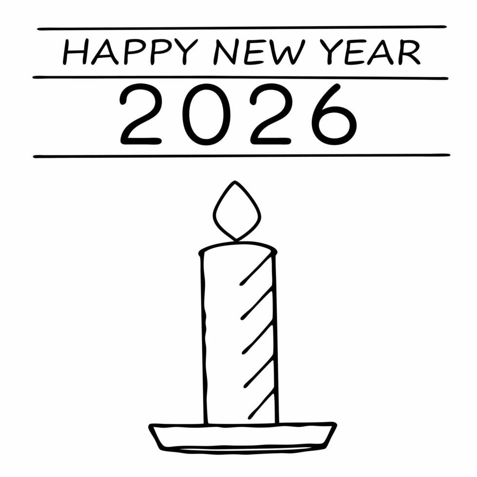 Holographic Candle concept as An isolated holographic candle with a warm glow representing the spirit of celebration for Happy New Year 2026 The camera captures the flickering lig Square Set 3 Square vector