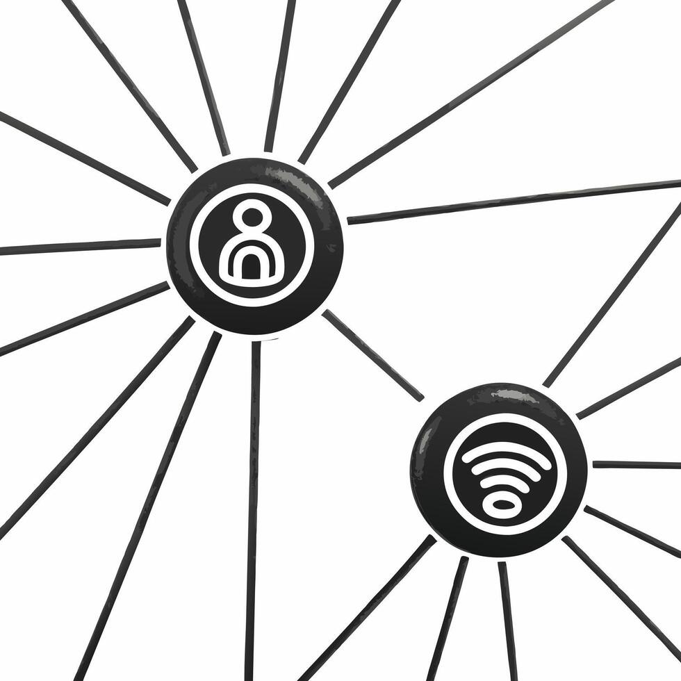 Holographic corporate responsibility web concept as Close up of a holographic web connecting various corporate responsibility initiatives each represented by a glowing icon The we Square Square vector