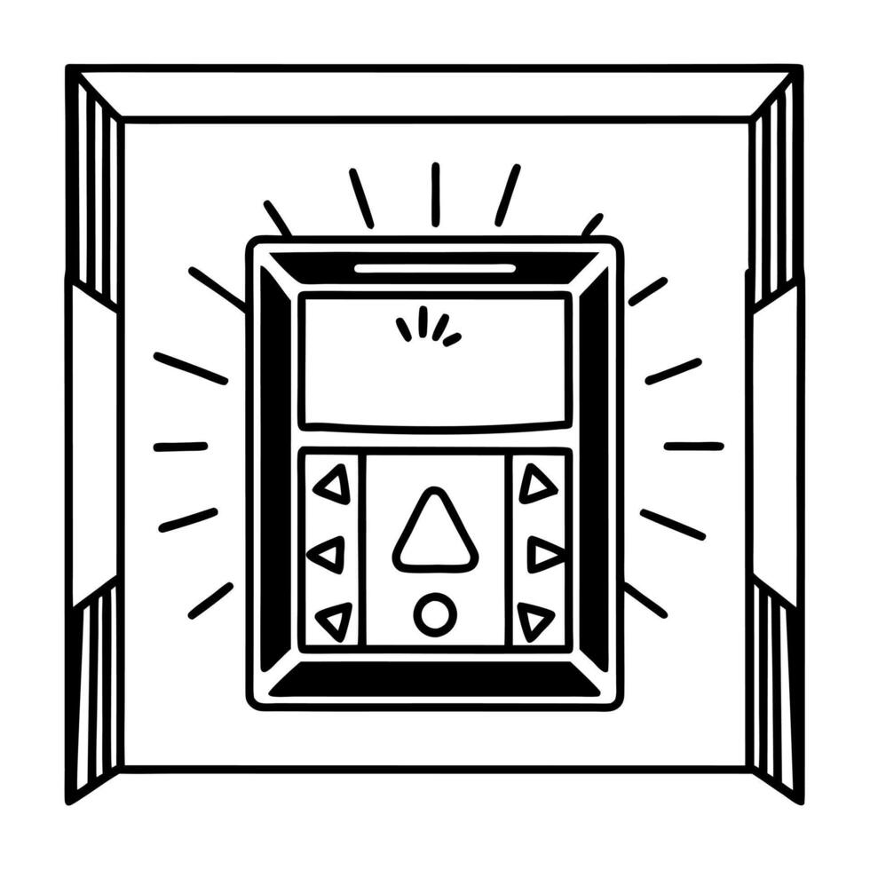Holographic smart thermostat with floating temperature graph concept as Dolly shot moving towards a holographic smart thermostat on a white wall A holographic temperature graph an Square Square vector