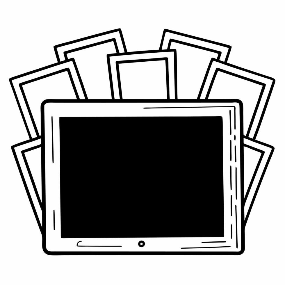 Holographic tablet with floating credit cards concept as Tilt shot starting from a low angle revealing a holographic tablet on a white surface As the camera tilts up holographic c Square Square vector
