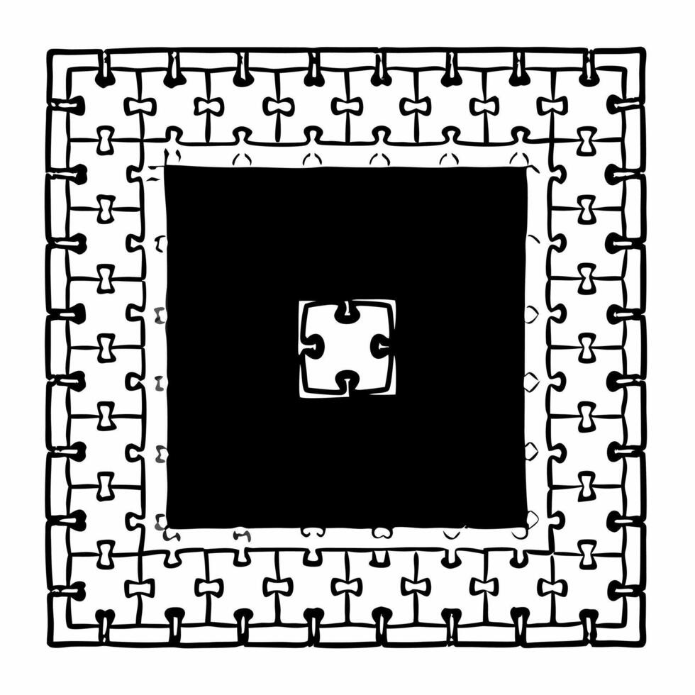Integrity puzzle frame with ballot piece concept as Medium shot of a frame formed by puzzle pieces representing election integrity with a key piece shaped like a ballot in the cent Square Square vector