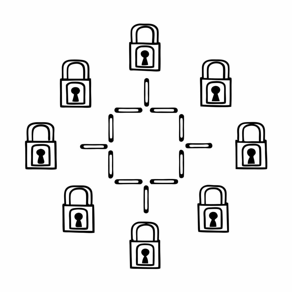 Integrity lock and key maze concept as Minimal design of locks and keys forming a maze like pattern representing election security Camera navigates through the maze revealing diff Square Square vector