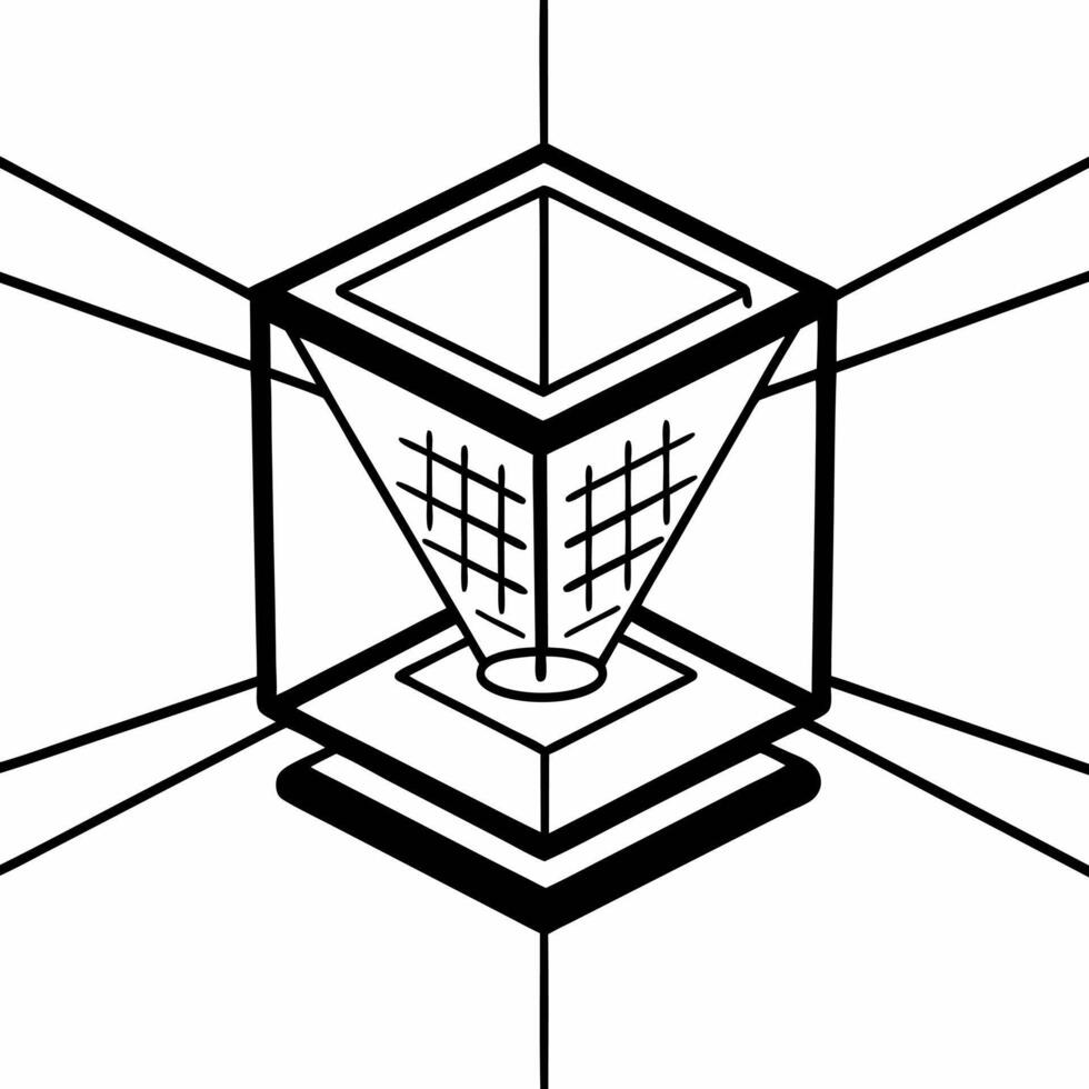 Integrity sealed predictive algorithm cube concept as Close up of a holographic cube containing a visible predictive algorithm sealed with integrity markers Camera rotates around Square Square vector