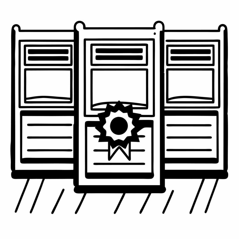 Integrity sealed holographic voting booth concept as Close up of a holographic voting booth encased in a glowing integrity seal Camera slowly zooms out to reveal multiple booths Square Square vector