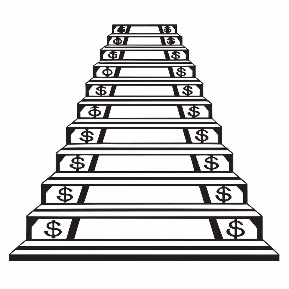 Isolated staircase leading upwards with dollar signs concept as A image of a staircase ascending with dollar signs on each step symbolizing financial growth and progress Th Square Square vector