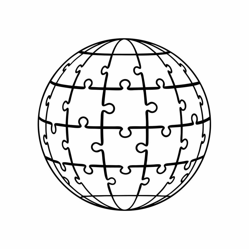 Levitating ESG puzzle globe concept as Tracking shot of a floating globe composed of puzzle pieces each representing different ESG elements Camera circles the globe as pieces move Square Square vector