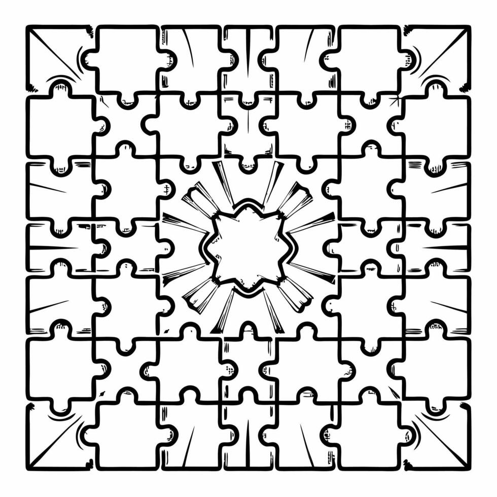 Levitating handshake formed by puzzle pieces concept as Wide shot of two hands forming a handshake composed of interlocking puzzle pieces floating in space Camera zooms in to reve Square Square vector