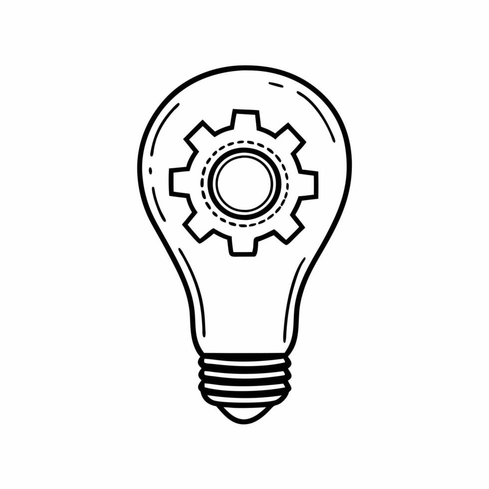 Lightbulb and Gear Icon concept as A graphic combining a lightbulb and a gear symbolizing innovative solutions in ESG discussions Isolated on a white background suitable fo Square Square vector