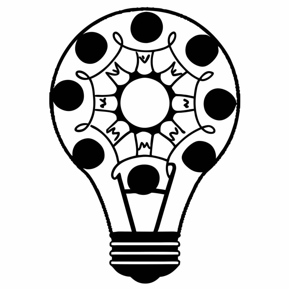 Lightbulb made of interconnected people concept as A graphic depicting a lightbulb composed of interconnected human figures symbolizing collaborative ideas and community inn Square Square vector