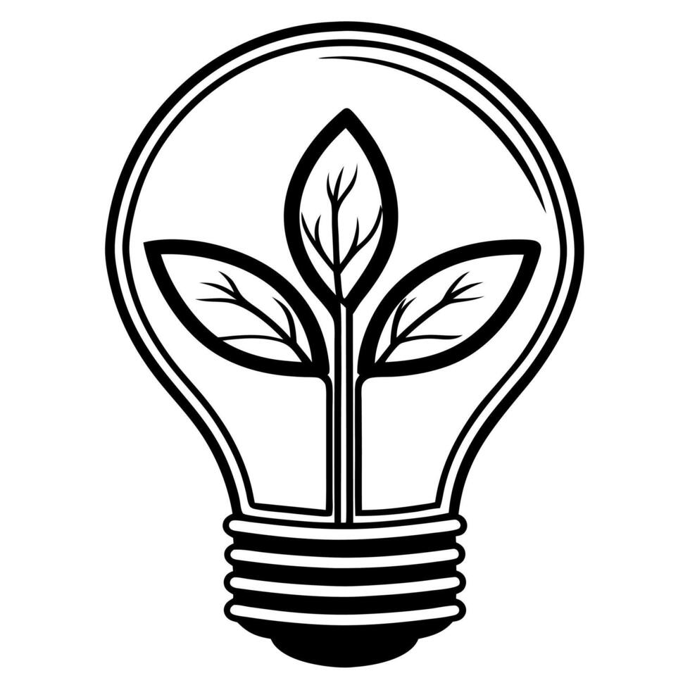 Lightbulb and Plant Icon concept as A graphic of a lightbulb with a plant growing inside symbolizing eco friendly innovation in ESG business Isolated on a white background Square Square vector