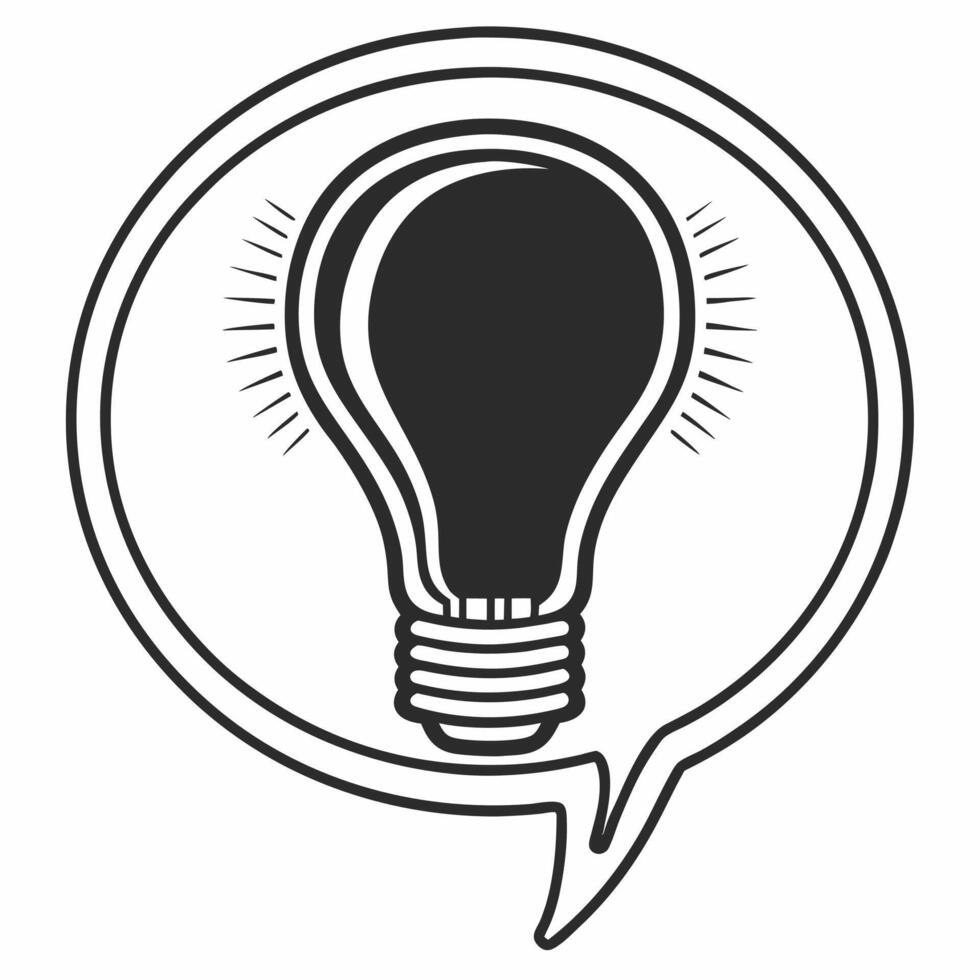 Lightbulb and Speech Bubble Icon concept as A illustration combining a lightbulb and a speech bubble representing idea exchange in ESG discussions Isolated on a white backg Square Square vector