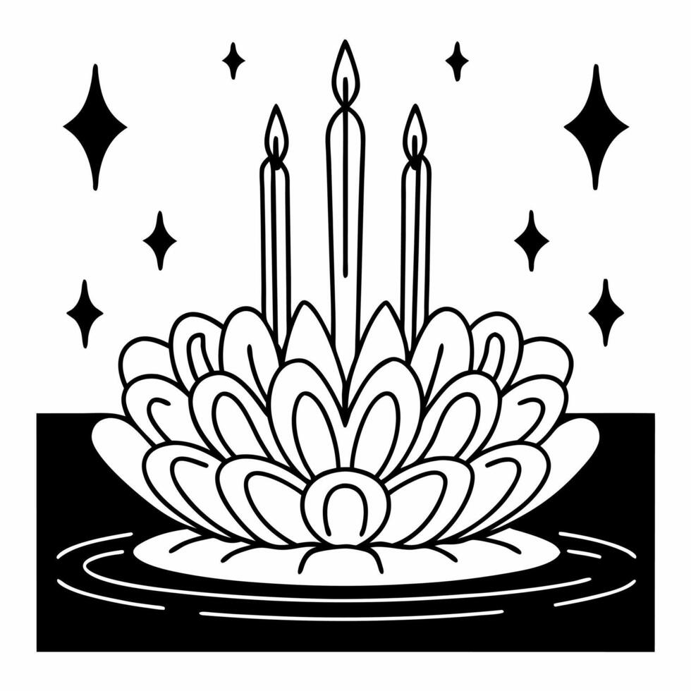 Loy Krathong with Glowing Butterflies on a Glossy River concept as Capture Loy Krathong floating on a glossy river surrounded by glowing butterflies The design provides copy space Square Square vector