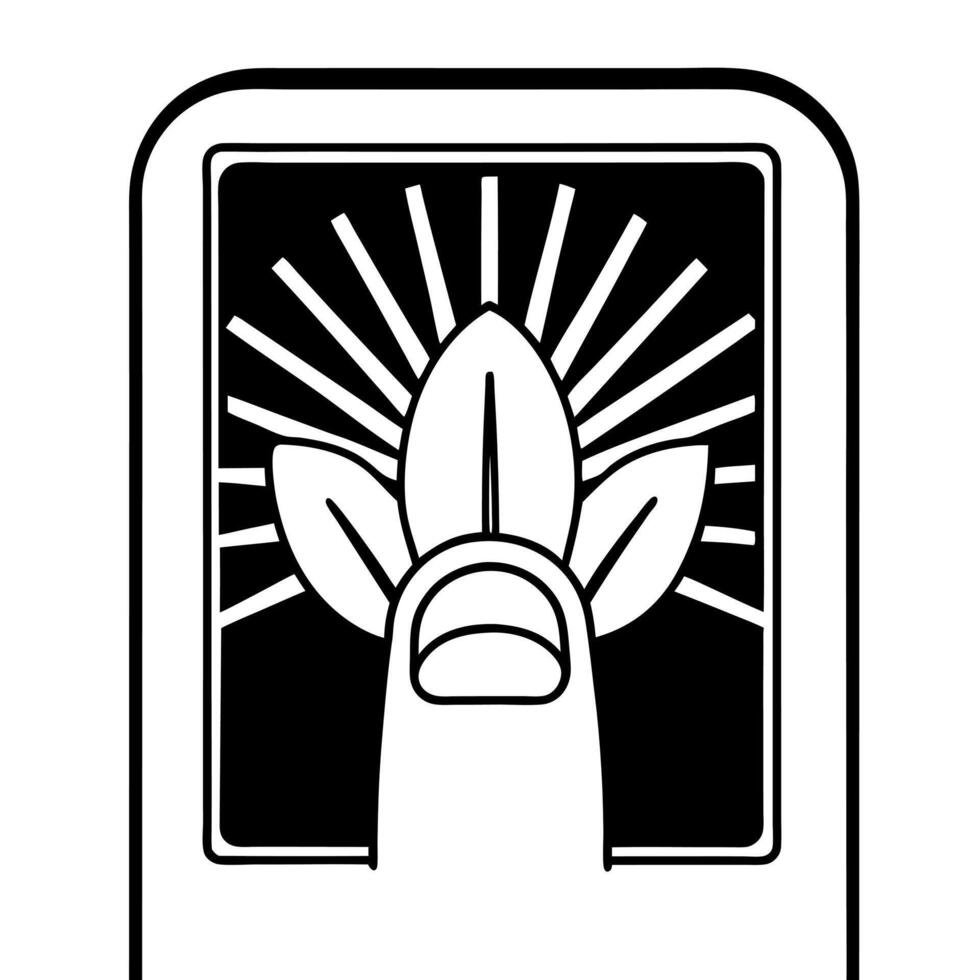 Macro of Hand Touching Growing Digital Plant concept as A close up image of a fingertip touching a holographic plant sprouting upward The camera focuses on the point of contact sy Square Square vector