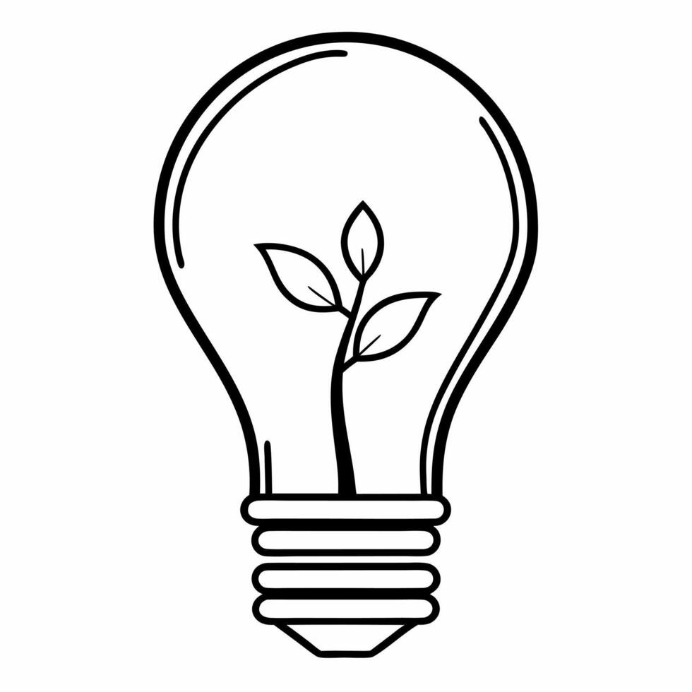 Macro of Holographic Light Bulb with Plant Inside concept as A close up image of a glowing holographic light bulb containing a small plant The camera zooms in to highlight the pla Square Square vector