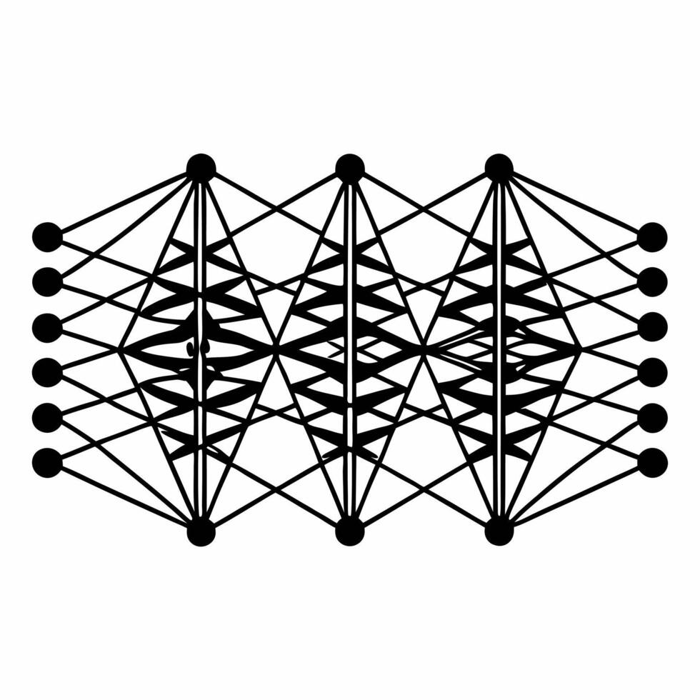 Neural network poll analyzer concept as Macro view of an AI neural network processing poll data Camera moves through synapses showing real time data flow and analysis Isolated on Square Square vector
