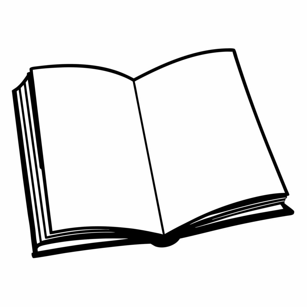 Plain white open book concept as Wide shot of an open white book on a plain background Camera slowly pans across the blank pages suggesting potential for new stories Ample copy s Square Square vector