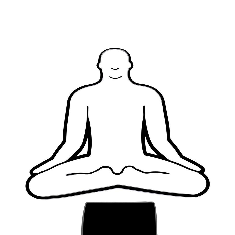 Plain white meditation figure concept as Close up of a minimalist white figure in a meditation pose on a plain background Camera slowly pans across the figure emphasizing stillnes Square Square vector