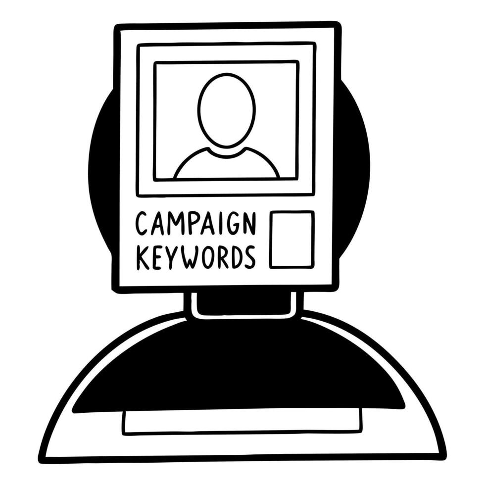 Politician speech bubble word cloud concept as of a politicians silhouette with a speech bubble filled with campaign keywords Camera slowly zooms into the speech bubble rev Square Square vector