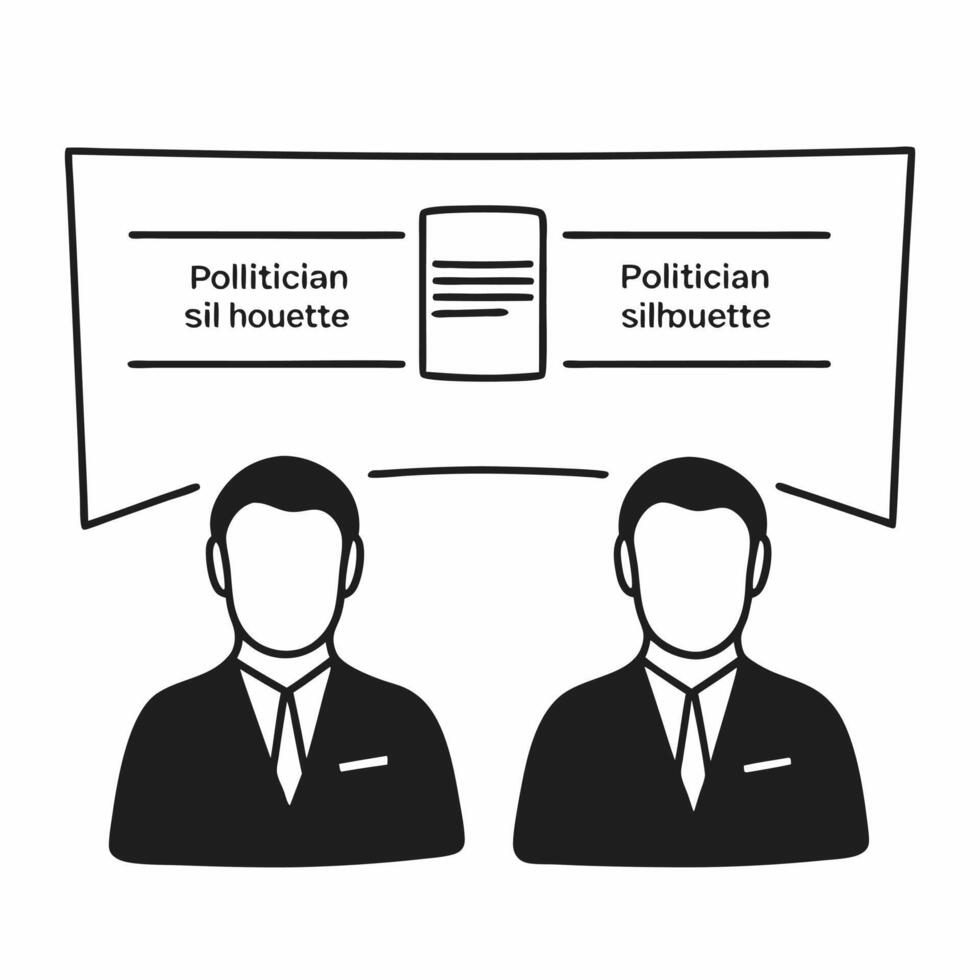 Politician vs opponent battle infographic concept as of two politician silhouettes facing off with comparative statistics between them Camera pans across the infographic hi Square Square vector