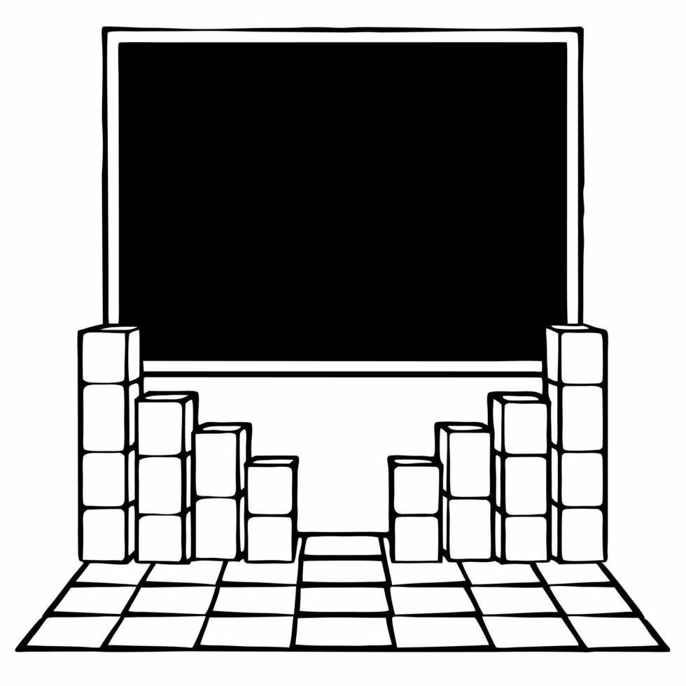 Poll graph building block podium concept as Wide shot of a podium made of building blocks forming a rising poll graph Camera pans up the blocks as they assemble emphasizing growth Square Square vector