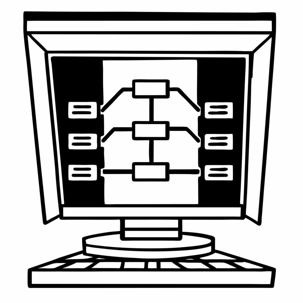 Prediction algorithm flowchart podium concept as Medium shot of a podium displaying a flowchart representing a prediction algorithm for elections Camera follows the flow of data t Square Square vector