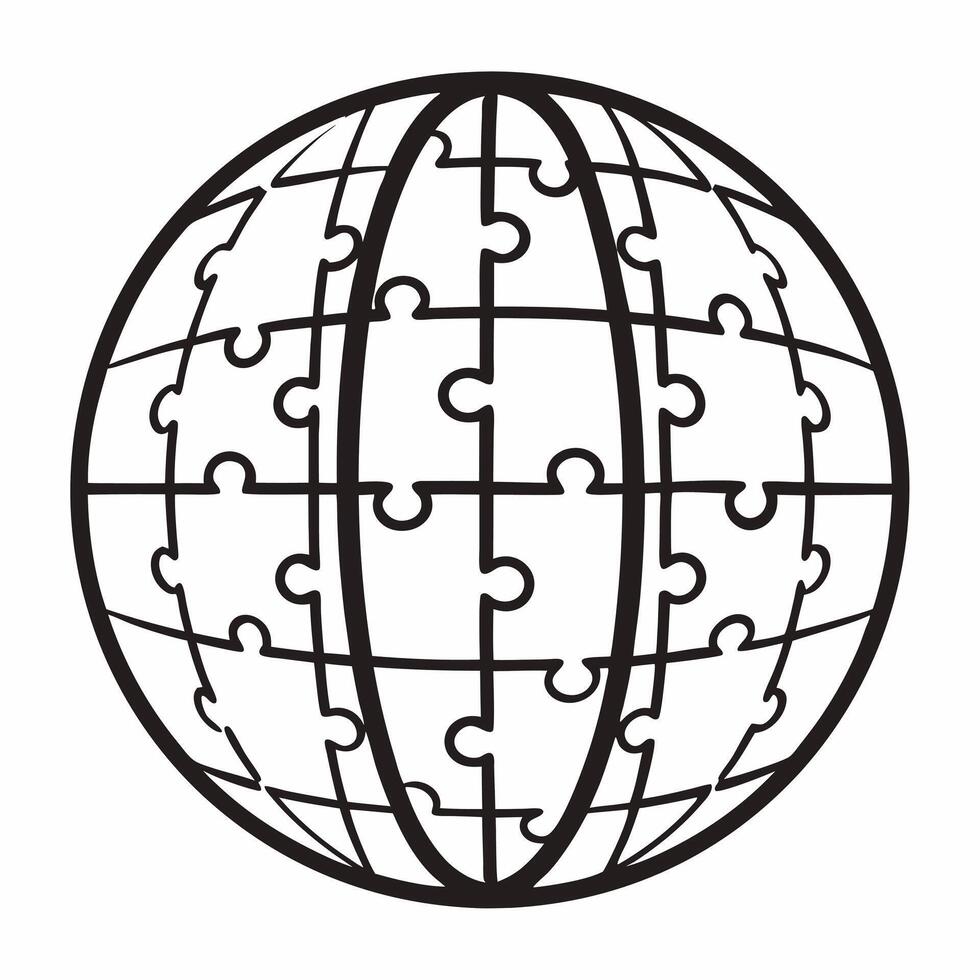 Puzzle globe representing global collaboration concept as A illustration of a globe made up of puzzle pieces symbolizing global collaboration and community in business The Square Square vector