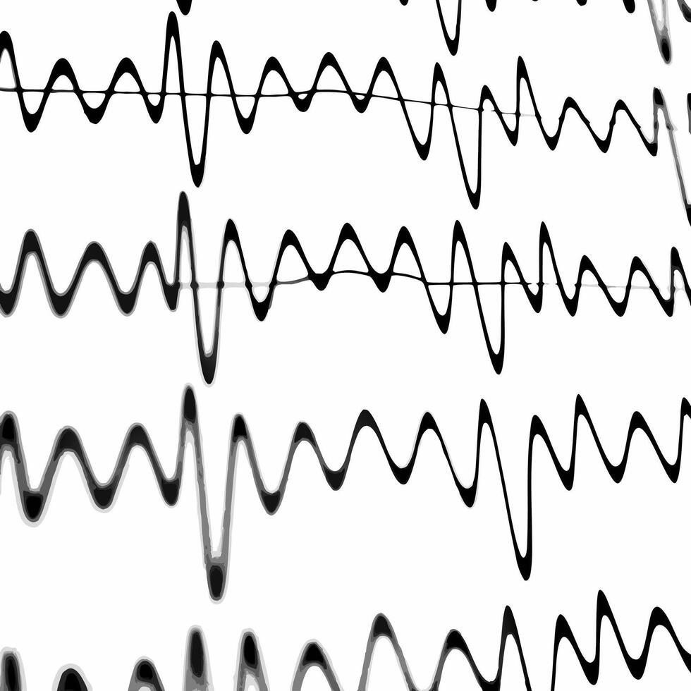 Pulsing holographic white brain waves concept as Close up of holographic white brain waves pulsing rhythmically Camera slowly pans across the waves revealing different mental stat Square Square vector