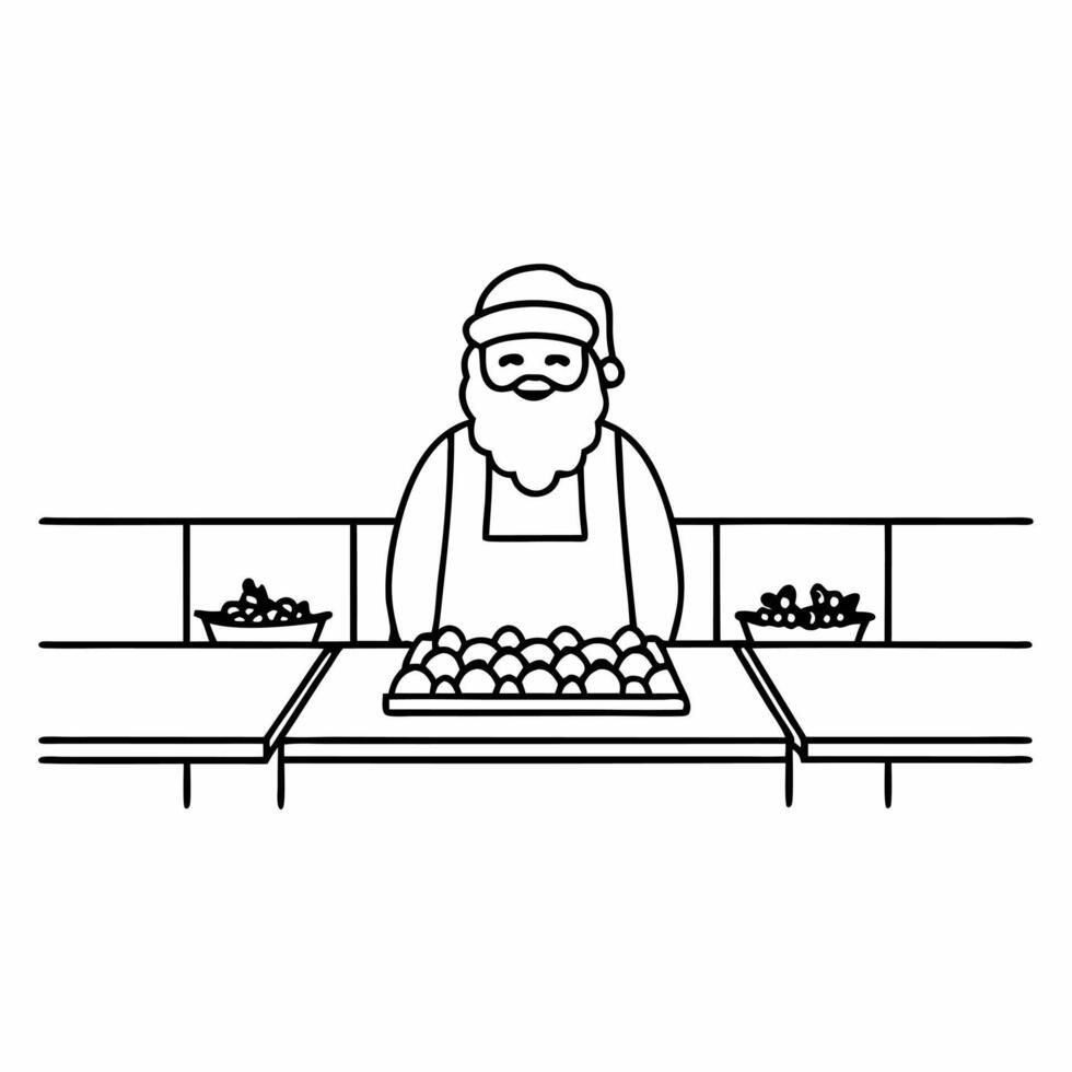 Santa Cooking Holiday Treats concept as Show Santa busy in the kitchen preparing holiday treats The glossy surface of the countertops reflects the colorful ingredients and the cam Square Square vector