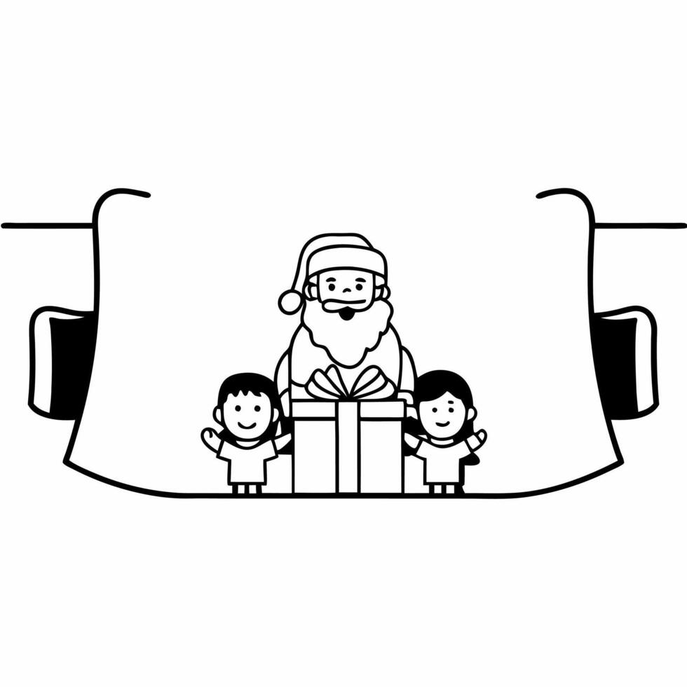 Santa Giving a Gift concept as Show Santa in a glossy scene handing out a gift The camera captures the moment of joy with children in the background while ensuring theres empty sp Square Square vector