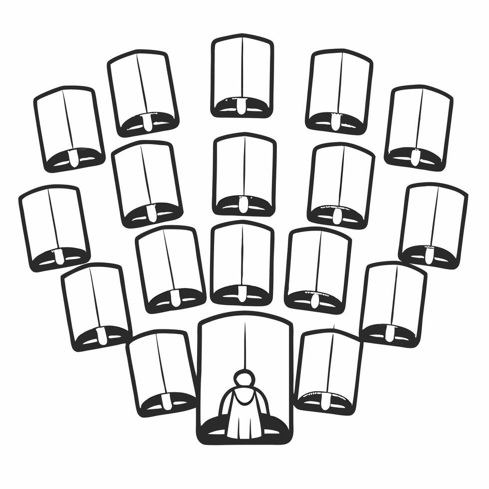 Santa with Floating Lanterns for Loy Krathong concept as Capture Santa surrounded by floating lanterns during the Loy Krathong festival The design features glowing lanterns agains Square Square vector