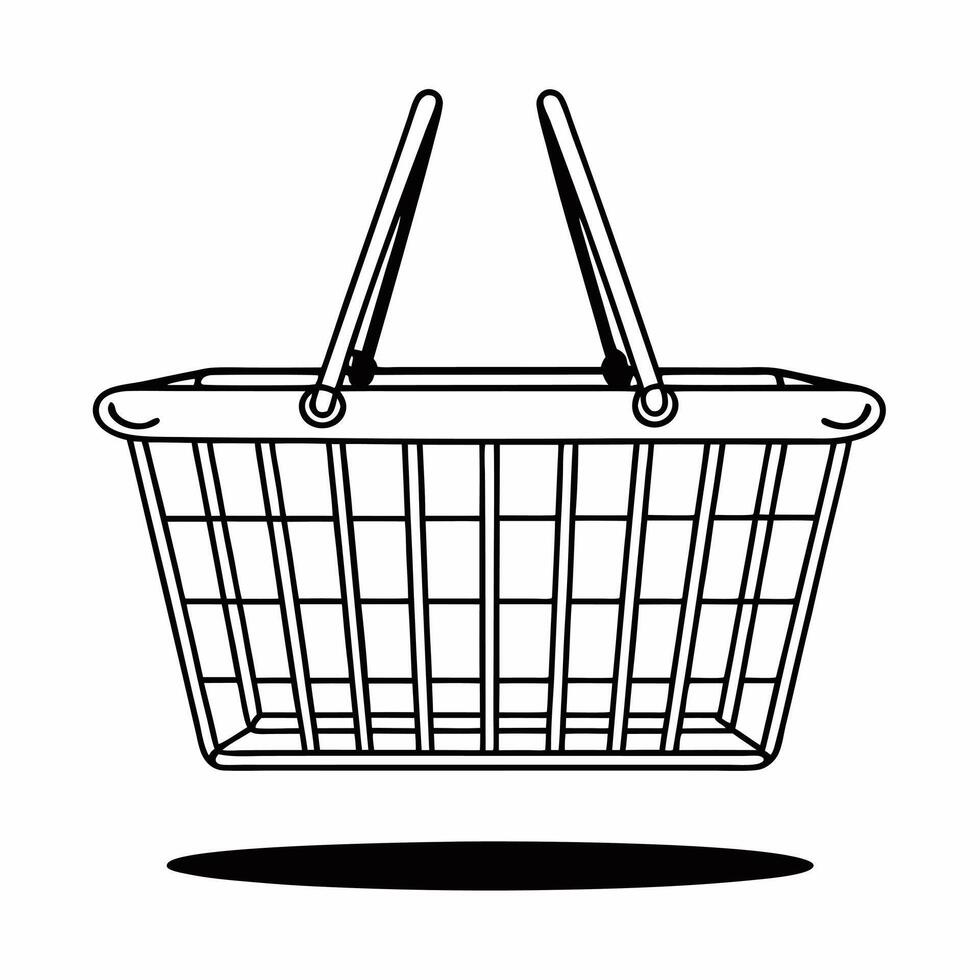 Shopping Basket Levitating concept as A shopping basket appears to be levitating against a white background The camera captures a straight on view with a slight shadow belo Square Square vector